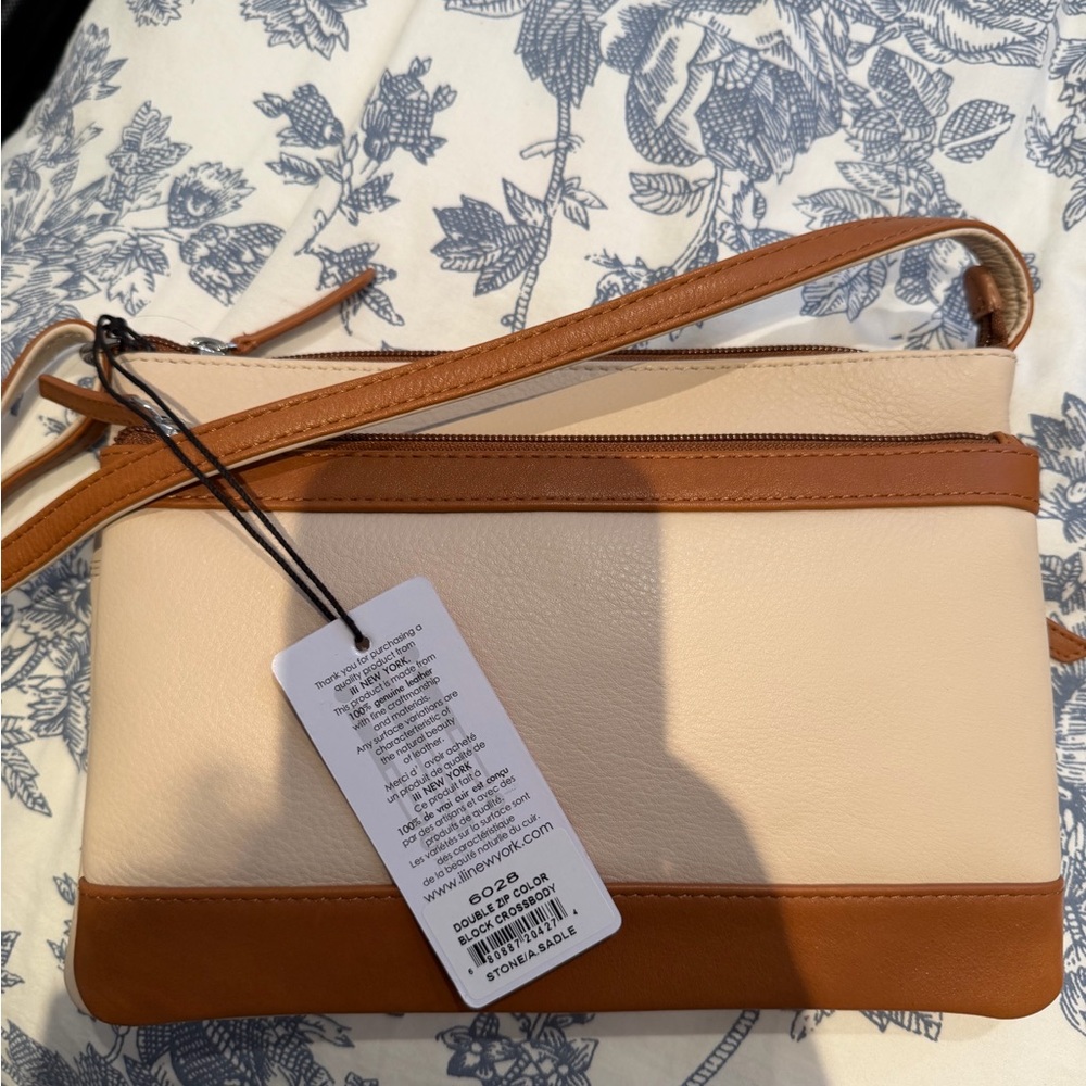 Stylish Tan and Cream Crossbody bag